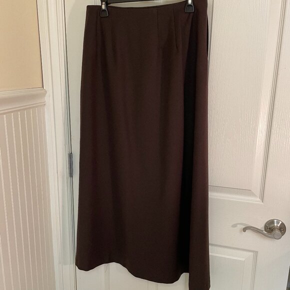 HARVE' BENARD WOOL A-LINE BROWN SKIRT, MAXI LENGTH, SIZE 12 - Picture 1 of 8